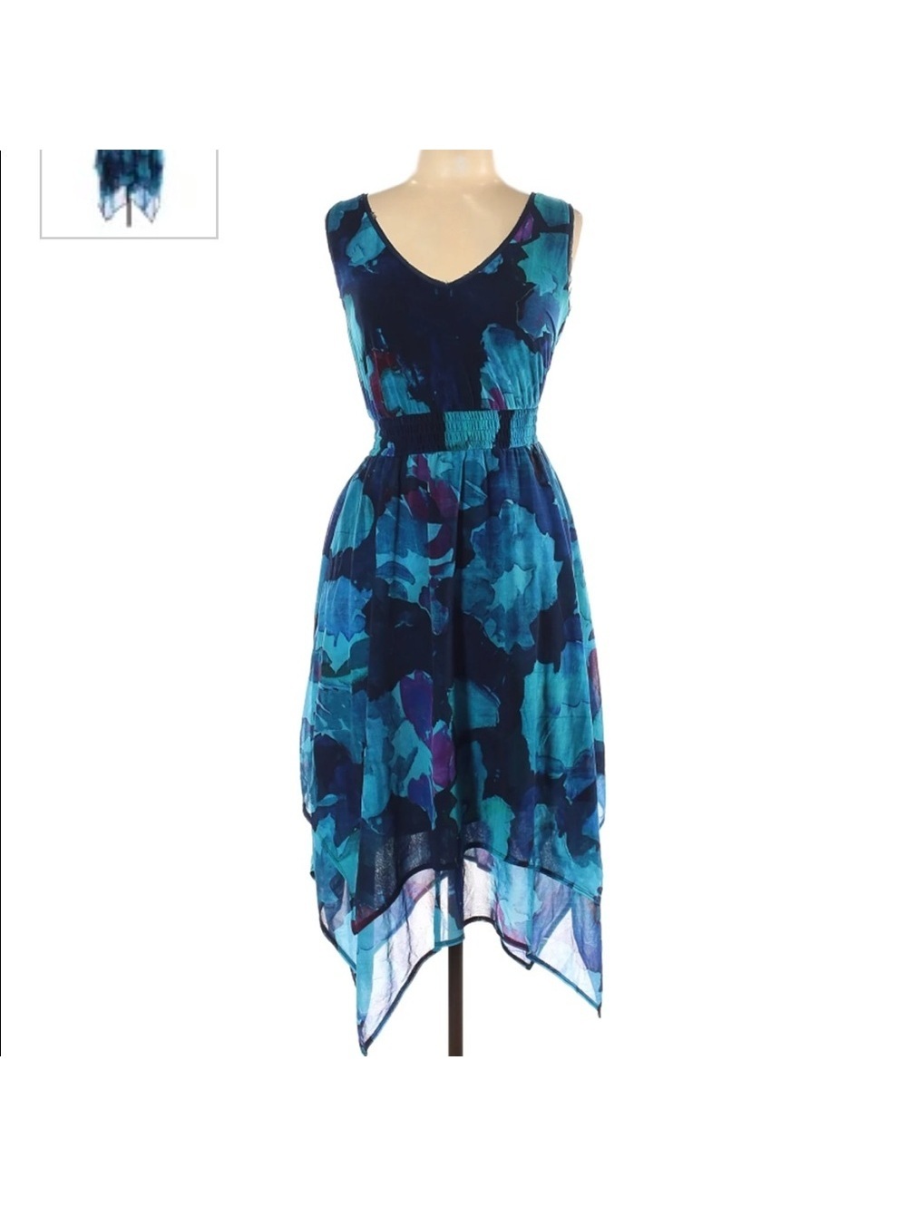 Simply Vera Vera Wang Blue & Purple Watercolor Floral Midi Dress